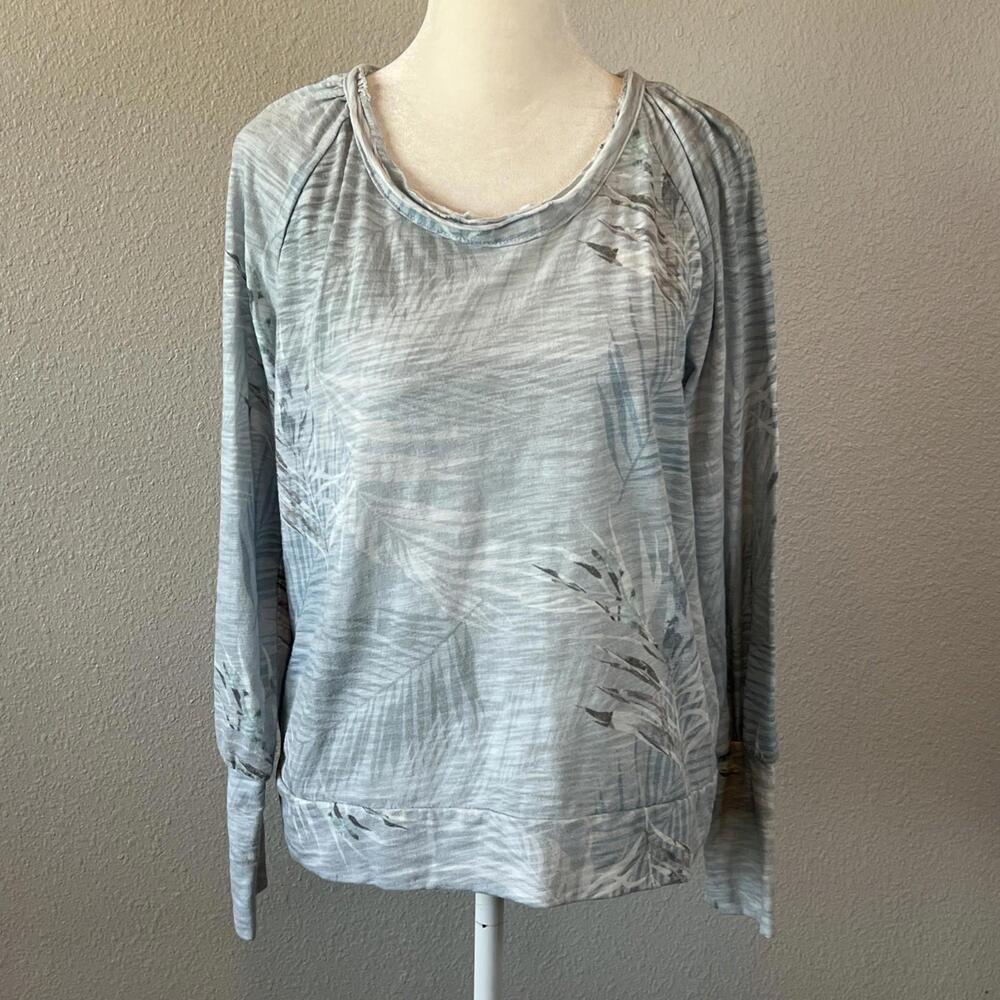 Chaser Scoopneck Long Sleeve TShirt Blue Print Size Small
